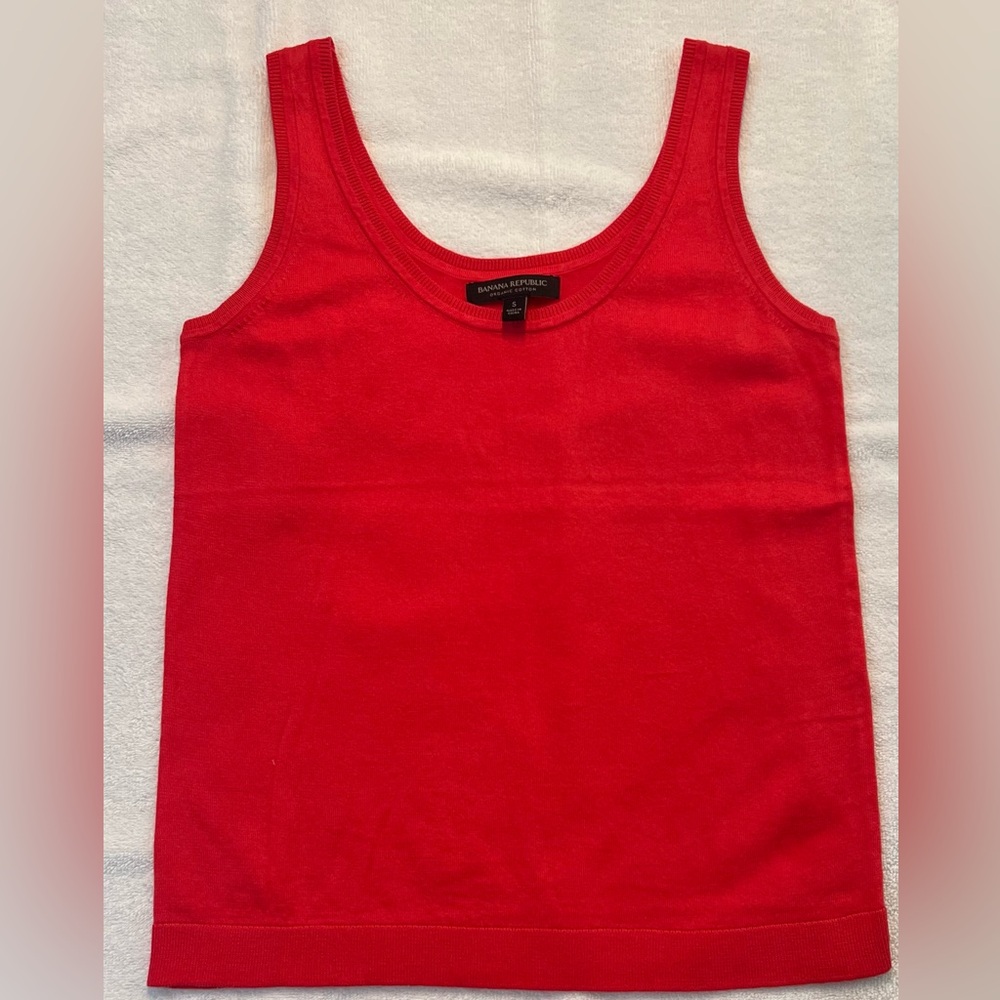 NWOT Red Orange Organic Cotton Sleeveless Tank Sz S
